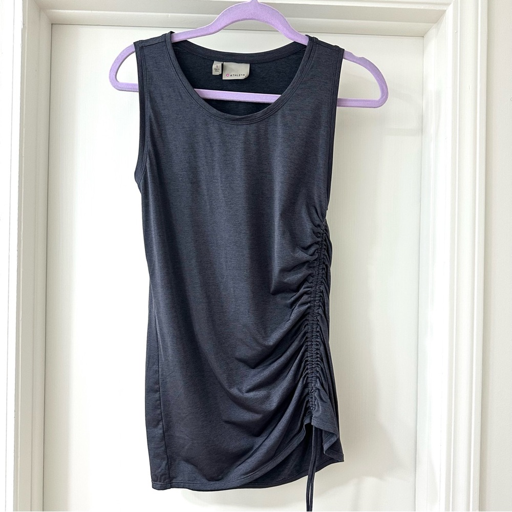 Athleta Charcoal Gray Ruched Tank Top, Size S